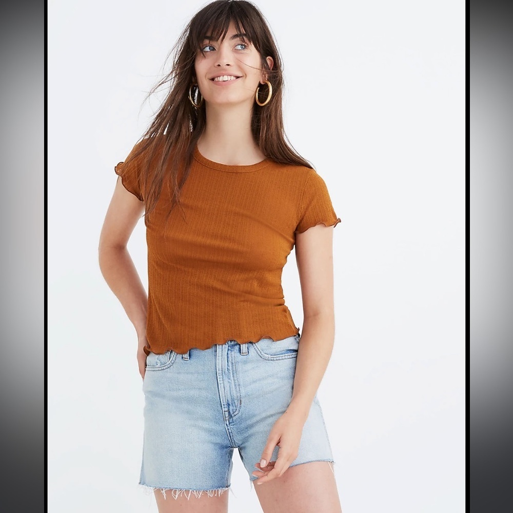 Madewell Woman’s Rust Orange Cotton Crew Neck Tee T-Shirt S #3 👠